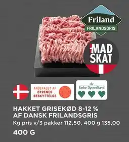 MENY HAKKET GRISEKØD 8-12 % AF DANSK FRILANDSGRIS, DKK 135 tilbud