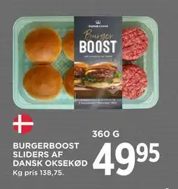 MENY BURGERBOOST SLIDERS AF DANSK OKSEKØD, DKK 49.95 tilbud