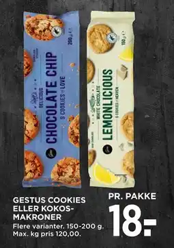 MENY GESTUS COOKIES ELLER KOKOSMAKRONER, DKK 18 tilbud