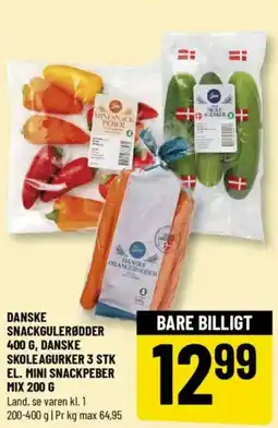 Løvbjerg Danske snackgulerødder 400 g, danske orangebodder skole agurker 3 stk el. mini snackpeber mix 200 g tilbud