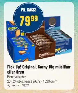 Otto Duborg Pick Up! Original, Corny Big müslibar eller Oreo tilbud