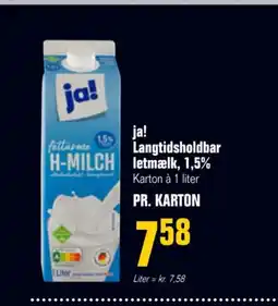 Otto Duborg Ja! Langtidsholdbar letmælk, 1,5% tilbud