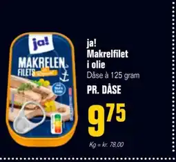 Otto Duborg Ja! Makrelfilet i olie tilbud