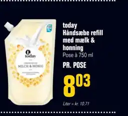 Otto Duborg Today Håndsæbe refill med mælk & honning tilbud