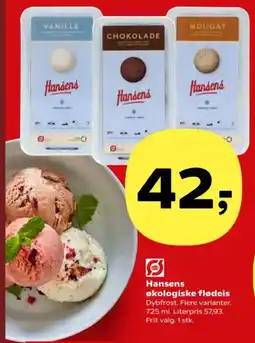 Kvickly Hansens økologiske flødeis tilbud