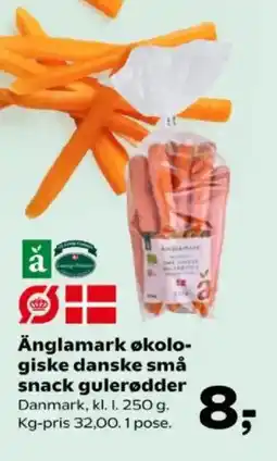 Kvickly Änglamark økolo- giske danske små snack gulerødder tilbud