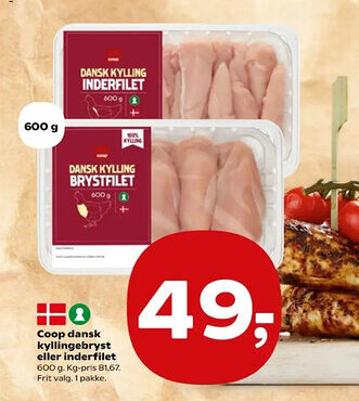 Kvickly Coop dansk kyllingebryst eller inderfilet tilbud