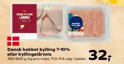 Kvickly Dansk hakket kylling 7-10% eller kyllingelårmix tilbud