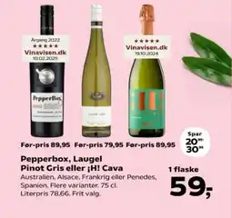 Kvickly Pepperbox, Laugel Pinot Gris eller ¡H! Cava tilbud