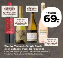 Kvickly Diablo, Yealands Single Block eller Coteaux d'Aix en Provence tilbud