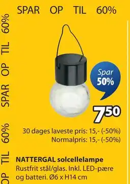 JYSK NATTERGAL solcellelampe, DKK 7.5 tilbud