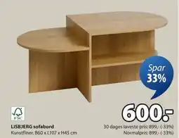 JYSK LISBJERG sofabord, DKK 600 tilbud