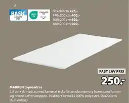 JYSK MARREN topmadras, DKK 250 tilbud