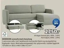 JYSK MOMMARK sovesofa med chaiselong, DKK 2750 tilbud