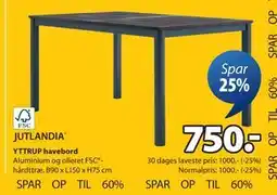 JYSK YTTRUP havebord, DKK 750 tilbud