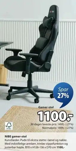 JYSK NIBE gamer-stol, DKK 1100 tilbud