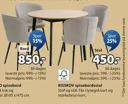 JYSK RISSKOV spisebordsstol, DKK 450 tilbud