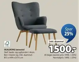 JYSK SKALBORG lænestol, DKK 1500 tilbud