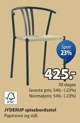 JYSK JYDERUP spisebordsstol, DKK 425 tilbud