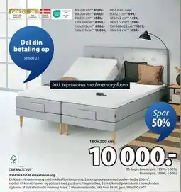 JYSK JOSELVA GE40 elevationsseng, DKK 10000 tilbud