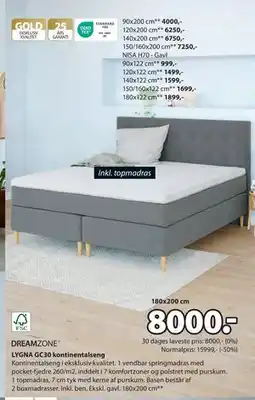 JYSK LYGNA GC30 kontinentalseng, DKK 8000 tilbud