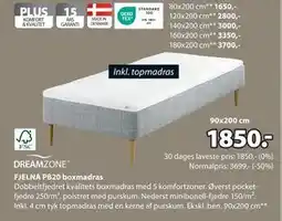 JYSK FJELNA PB20 boxmadras, DKK 1850 tilbud