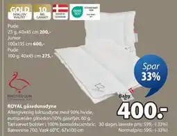 JYSK ROYAL gåsedunsdyne, DKK 400 tilbud