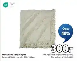 JYSK HENGEAKS sengetæppe, DKK 300 tilbud