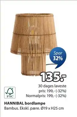 JYSK HANNIBAL bordlampe, DKK 135 tilbud