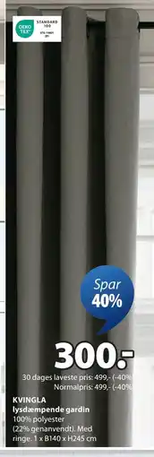 JYSK KVINGLA lysdæmpende gardin, DKK 300 tilbud