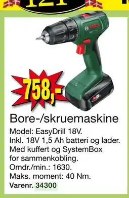 Harald Nyborg Bore-/skruemaskine, DKK 758 tilbud