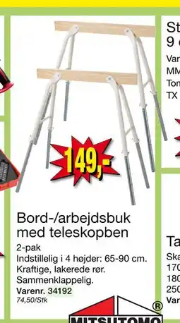 Harald Nyborg Bord-/arbejdsbuk med teleskopben, DKK 149 tilbud