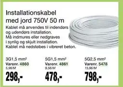 Harald Nyborg Installationskabel med jord 750V 50 m tilbud