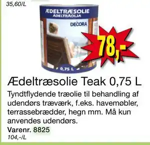 Harald Nyborg Ædeltræsolie Teak 0,75 L, DKK 78 tilbud
