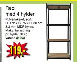 Harald Nyborg Reol med 4 hylder, DKK 119 tilbud
