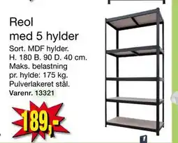 Harald Nyborg Reol med 5 hylder, DKK 189 tilbud