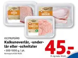 Kalkunoverlår, -underlår eller -schnitzler, DKK 45