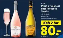 Lidl Pinot Grigio rosé eller Prosecco Treviso, DKK 80 tilbud
