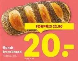 Lidl Rundt franskbrød, DKK 20 tilbud