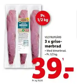 Lidl 3 x grisemørbrad, DKK 39 tilbud