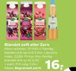 Kvickly Blandet saft eller Zero tilbud
