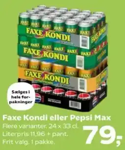 Kvickly Faxe Kondi eller Pepsi Max tilbud