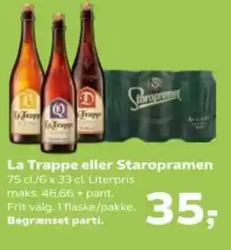 Kvickly La Trappe eller Staropramen tilbud
