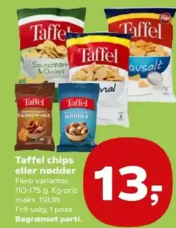 Kvickly Taffel chips eller nødder tilbud