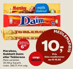 Kvickly Marabou, Dobbelt Daim eller Toblerone tilbud