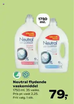 Kvickly Neutral flydende vaskemiddel tilbud