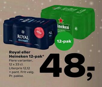 Royal eller Heineken 12-pak