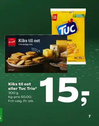 Coop 365 Kiks til ost eller Tuc Trio tilbud