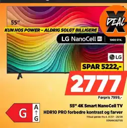 Power LG 55" 4K Smart NanoCell TV HDR10 PRO forbedre kontrast og farver tilbud