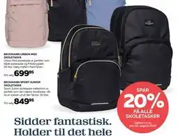 Bog & idé BECKMANN SPORT JUNIOR SKOLETASKE, DKK 849.95 tilbud
